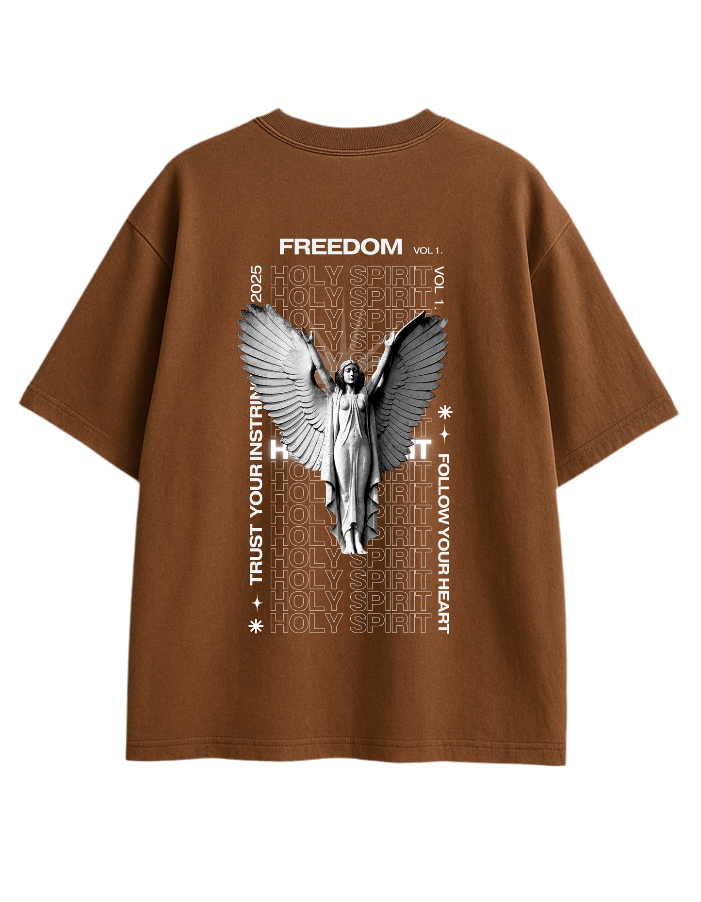 Praise Holy Spirit Oversized T-Shirt - Brown